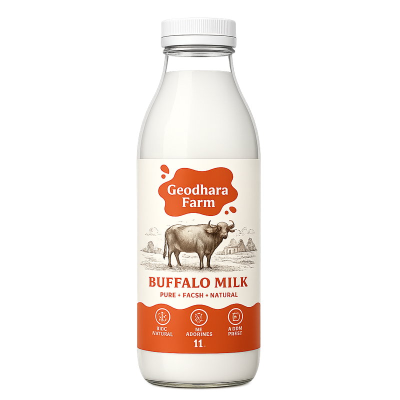 Bottle of Geodhara Farm buffalo milk, 1 litre